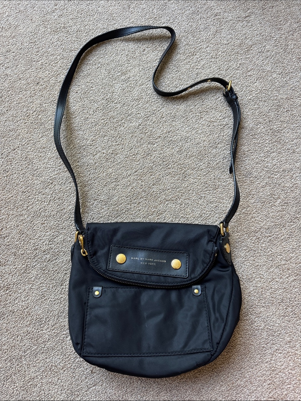 Marc by Marc Jacobs Black Nylon Crossbody with Gold Hardware